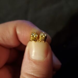 Bing Bang 14k Gold Vermiel Skull Stud Earrings